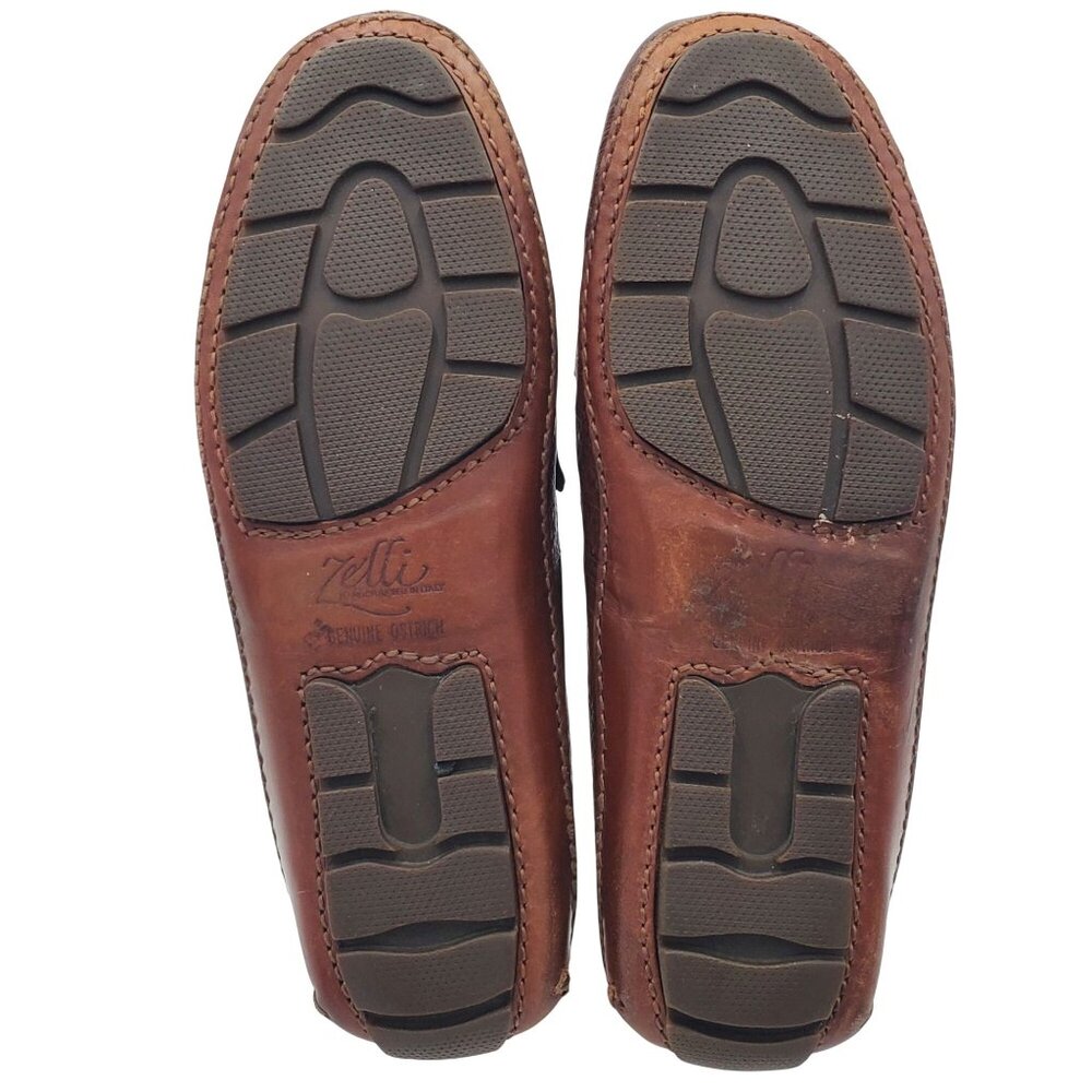 Italy Zelli Indy Men's size 10 Brown Ostrich Leather Casual Driving Loafer shoes - Picture 4 of 12